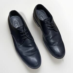 Tod’s Dress Shoes Men’s 10.5 Black Leather Oxford Lace Up Italy